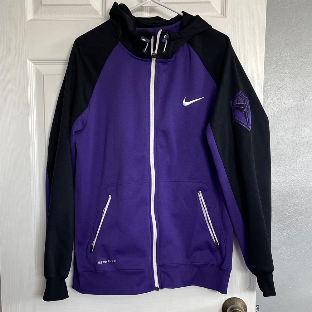 Nike Black and Purple Logo Jacket
